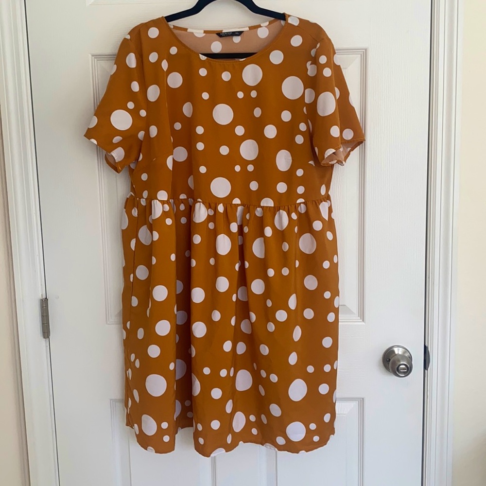 Mustard Polka Dot Smock Dress
